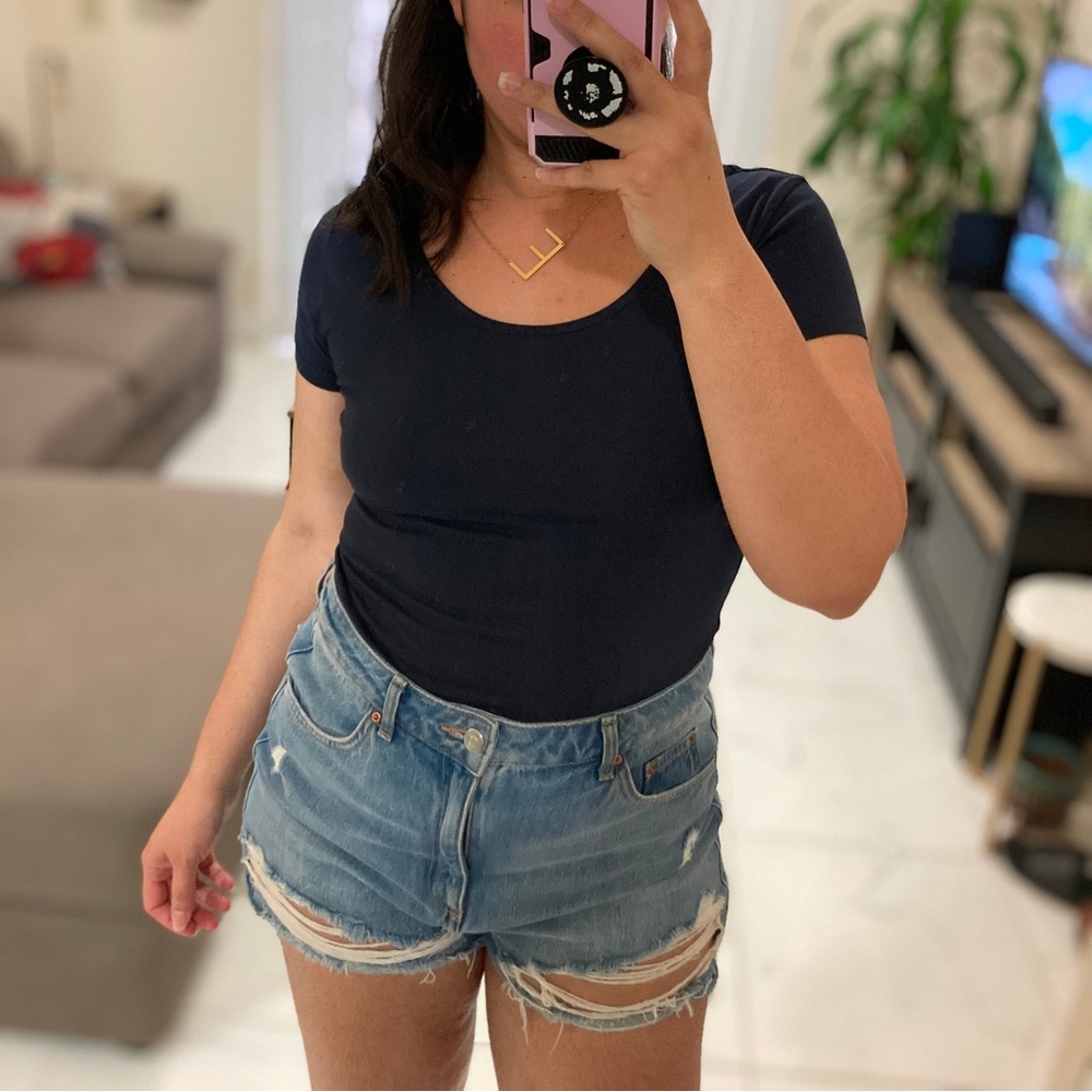 Navy scoop neck bodysuit